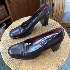 Vintage 90s Divertente Platform Heel Pumps Joan Supple Leather Shoes Sz 7